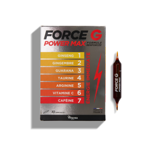FORCE G POWER MAX, tonic natural pentru energie imediată, 10 fiole buvabile, formulă îmbunătățită