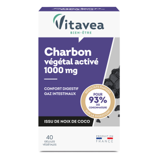 Vitavea Bien-Être Charbon Végétal activé, balonare, flatulență, confort digestiv, 40 capsule