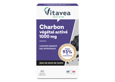 Vitavea Bien-Être Charbon Végétal activé, balonare, flatulență, confort digestiv, 40 capsule