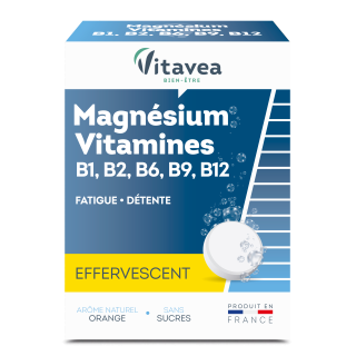 Vitavea Bien-Être Magnésium Vitamines B1, B2, B6, B9, B12, oboseală, relaxare, 24 tablete efervescente