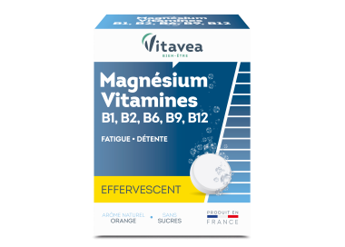Vitavea Bien-Être Magnésium Vitamines B1, B2, B6, B9, B12, oboseală, relaxare, 24 tablete efervescente
