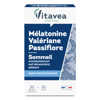 Vitavea Bien-Être Mélatonine Valériane Passiflore, somn, regenerare, serenitate, 30 capsule