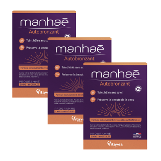 Manhaē Autobronzant, piele bronzată fără soare, 3 la preț de 2, capsule