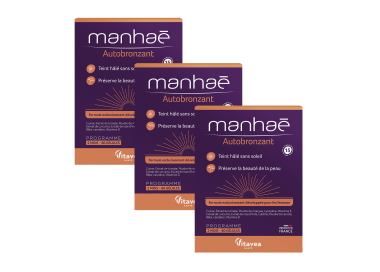 Manhaē Autobronzant, piele bronzată fără soare, 3 la preț de 2, capsule