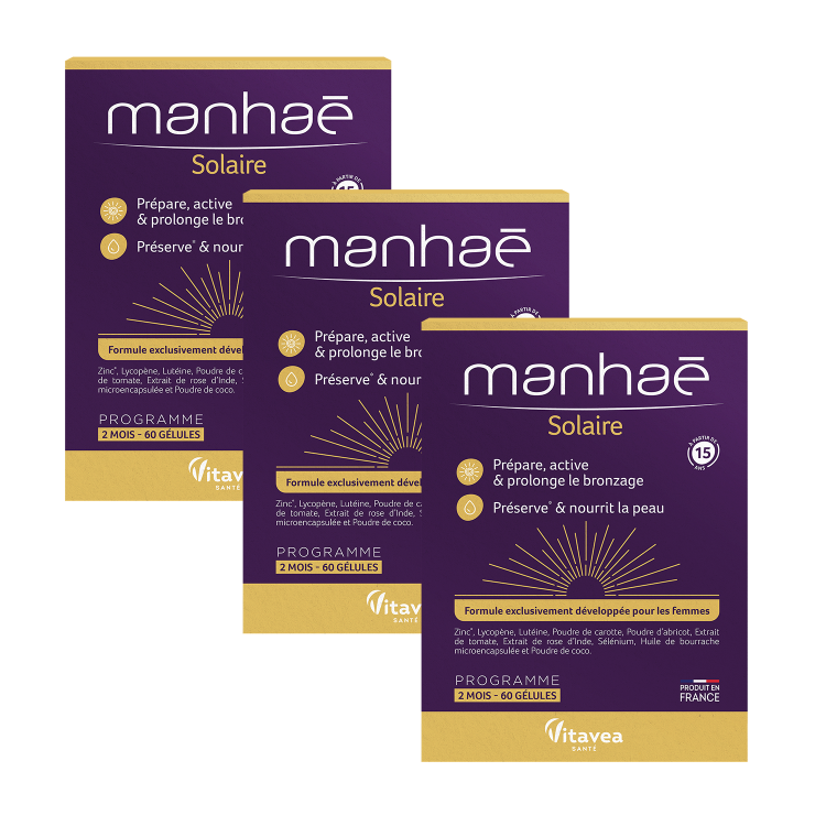 Manhaē Solaire, Solar, susține bronzarea, 3 la preț de 2, capsule