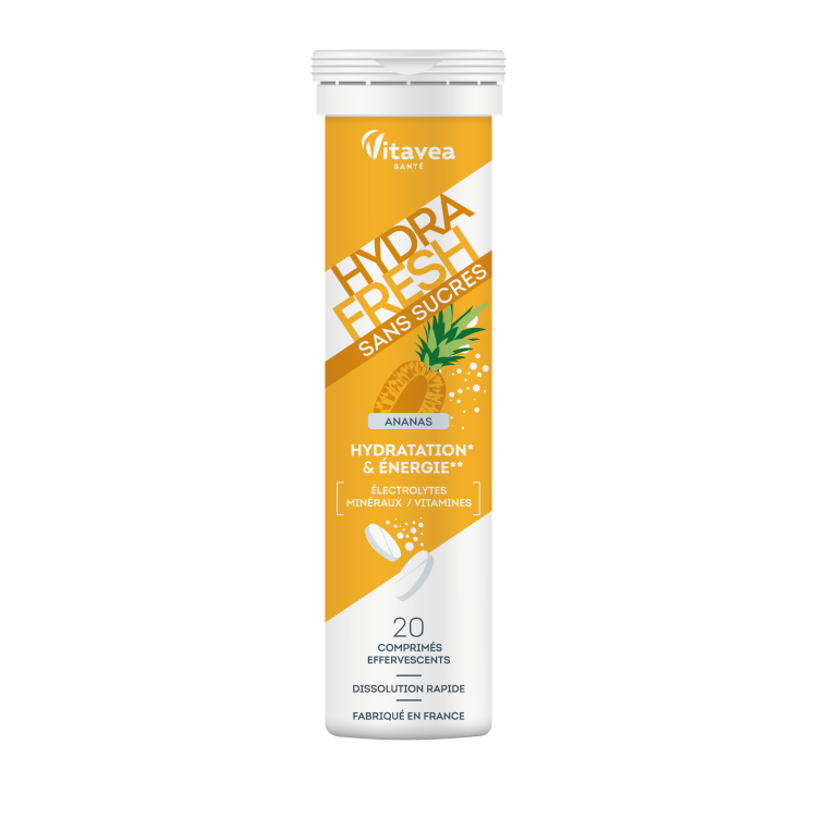 Hydrafresh ananas. Hidratare, energie, 20 tablete efervescente