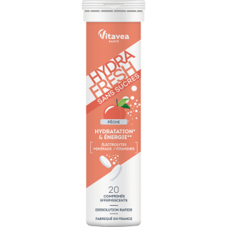 Hydrafresh piersică. Hidratare, energie, 20 tablete efervescente