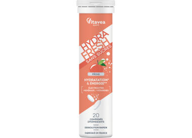 Hydrafresh piersică. Hidratare, energie, 20 tablete efervescente